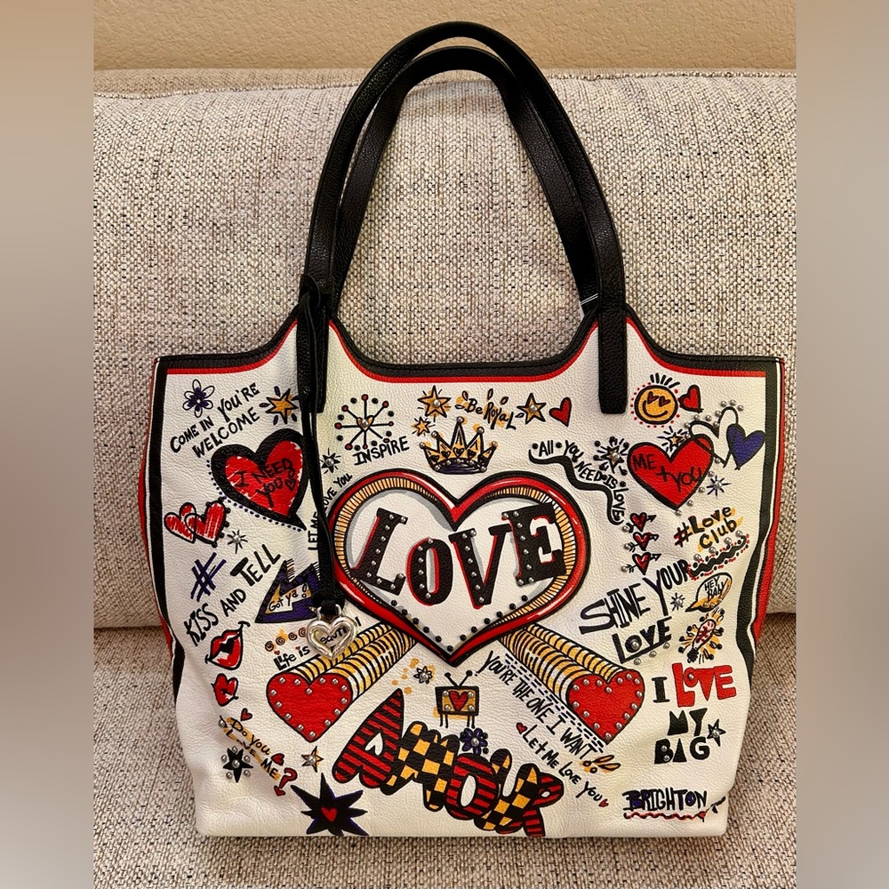 Brighton Love Doodle Leather Tote Brand New With Tags